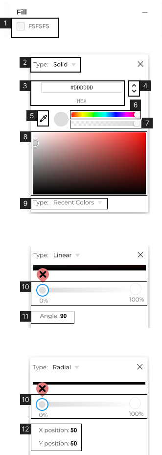 Element Properties Toolbar Controls