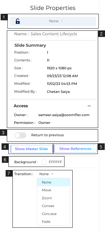 Element Properties Toolbar Controls